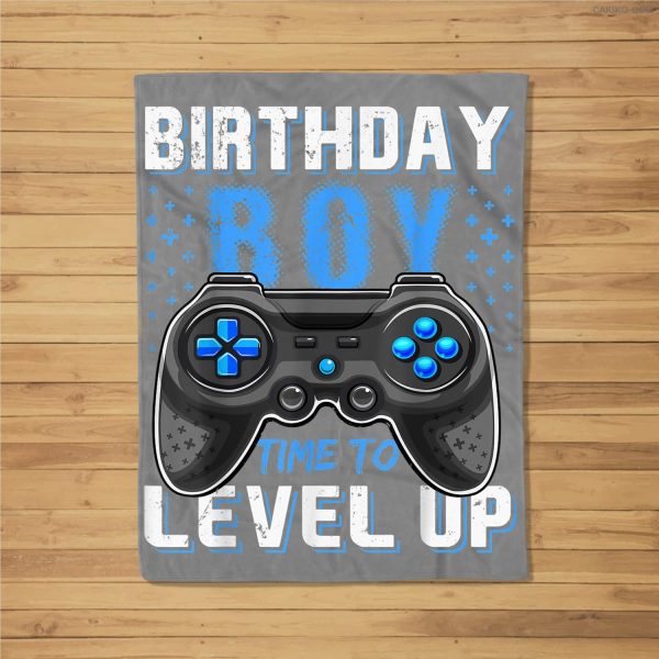 Birthday Boy Time To Level Up Video Game Birthday Gamer Gift Fleece Blanket