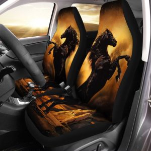 Black Horse Car Seat Covers Custom Horse Lover Car Accessories