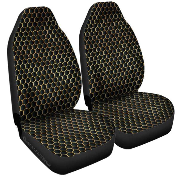 Black Pattern Car Seat Covers Custom Honeycomb Background Car Accessories