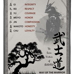 Black White Samurai Seven Virtues Blanket