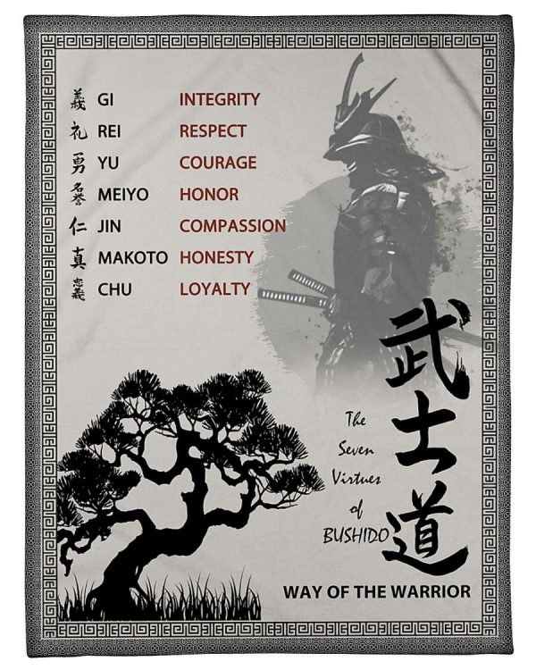 Black White Samurai Seven Virtues Blanket