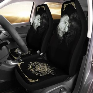 Black and White Lion Car Seat Covers