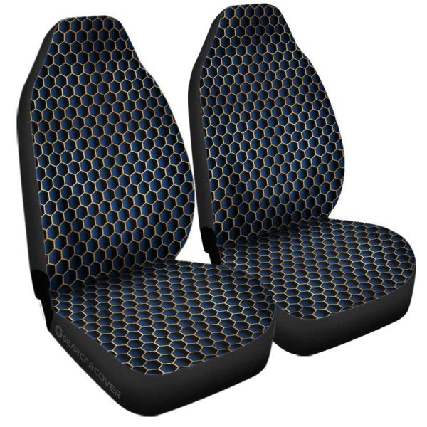 Blue Pattern Car Seat Covers Custom Honeycomb Background Car Accessories