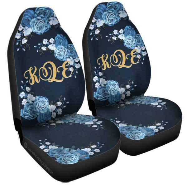 Blue Rose Car Seat Covers Custom Personalized Name Car Accessories