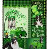 Border Collie Happy St Patrick Blanket