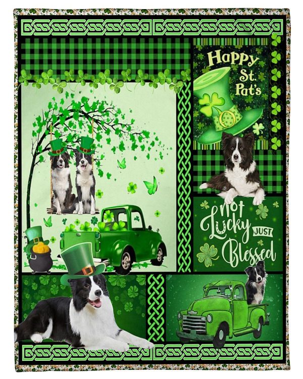 Border Collie Happy St Patrick Blanket