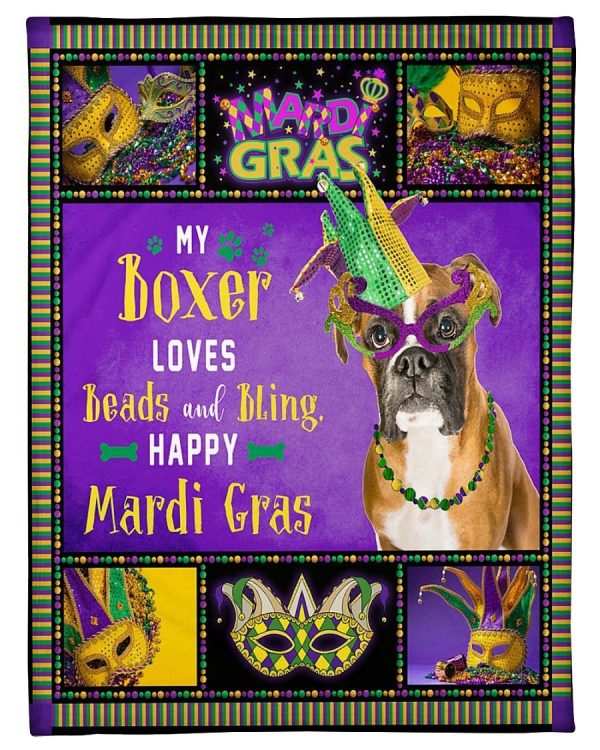 Boxer Mardi Gras Blanket