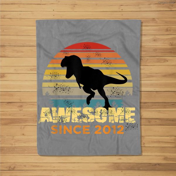 Boys 9Th Birthday Dinosaur 9 Year Old Boy Awesome Since 2012 Fleece Blanket