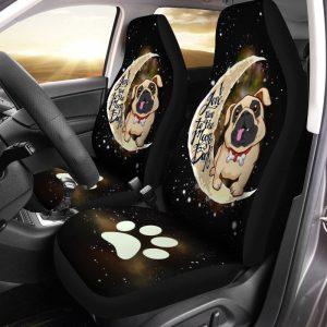 Bulldog Car Seat Covers I Love You To The Moon and Back Cute Car Accessories For Bulldog Owners