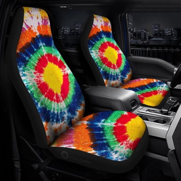 Bullseye Tie Dye Car Seat Covers Custom Hippie Car Accessories