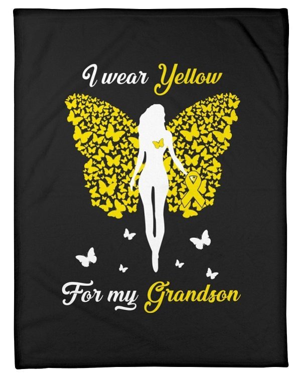 Butterflies I Wear Yellow For My Grandson Blanket