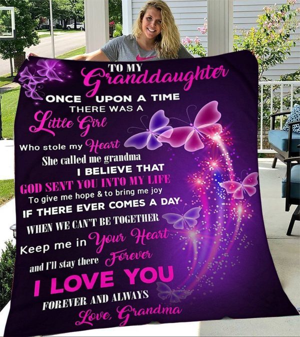 Butterflies To My Granddaughter I Love You Forever Blanket