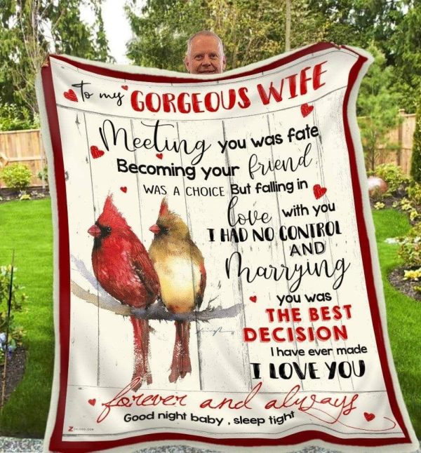 Cardinal  Giving Gorgeous Wife Meeting You Was Fate Blanket