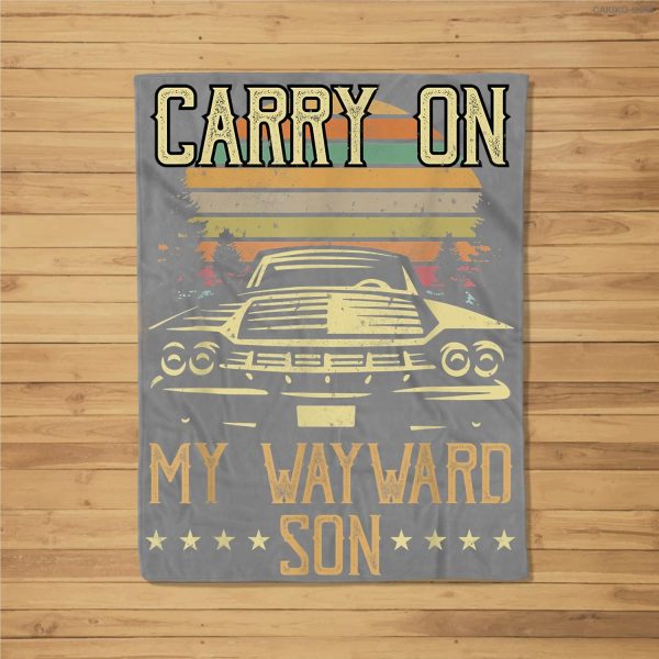 Carry On My Wayward Son Retro Vintage Fleece Blanket