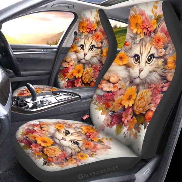 Cat Floral Car Seat Covers Custom Car Accessories