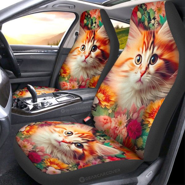 Cat Floral Car Seat Covers Custom Car Accessories