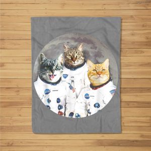 Catstronauts Funny Cat Fleece Blanket