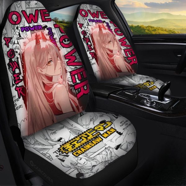 Chainsaw Man Power Car Seat Covers Custom Anime Car Interior Accessories