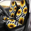 Checkerboard Sunflower Car Seat Covers Custom Car Accessories