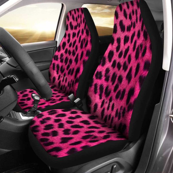 Cheetah Pink Car Seat Covers Custom Skin Printed Car Accessories