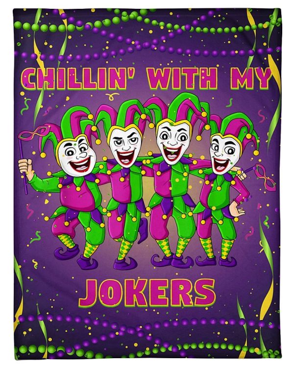 Chillin With Jokers Mardi Gras Funny Blanket