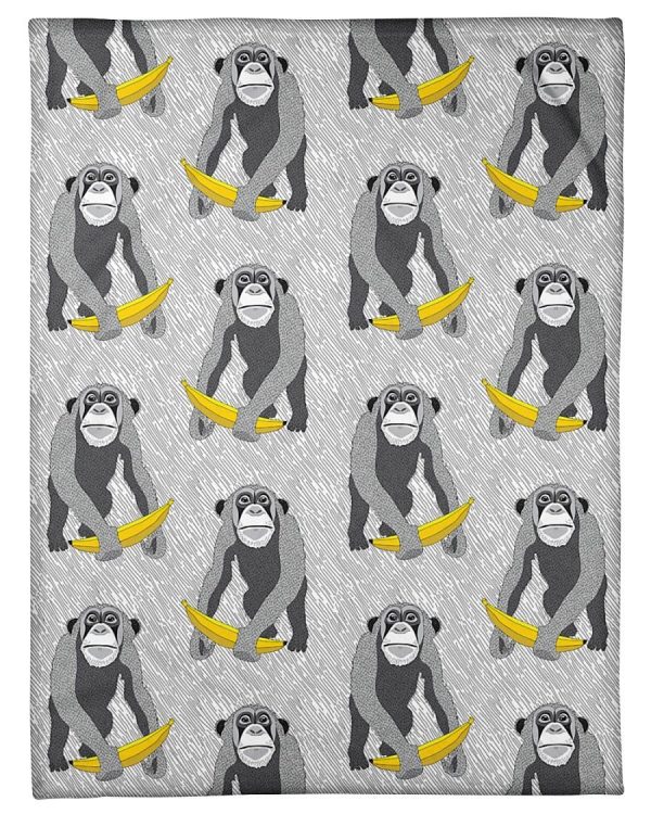 Chimp Monkey Banana Blanket