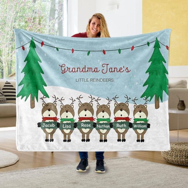 Christmas Family Member Grandma Jane’S Custom Text Name Printed Blanket