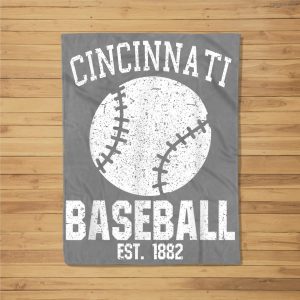 Cincinnati Baseball Fans Est. 1882 Old Vintage Style Fleece Blanket