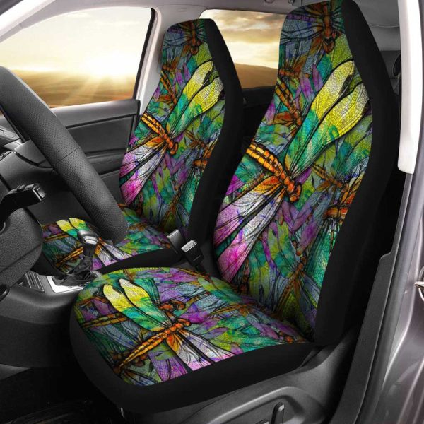 Colorful Dragonfly Car Seat Covers Custom Dragonfly Car Accessories