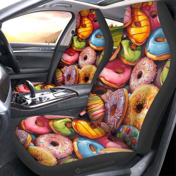 Colorful Mixed Donuts Car Seat Covers Custom Girly Pattern Car Accessories