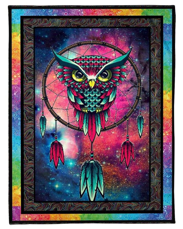 Colorful Owl Pattern Dreamcatcher Blanket