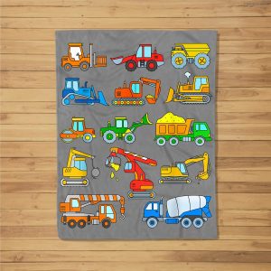 Construction Excavator For Boys Girls Men And Women Fleece Blanket