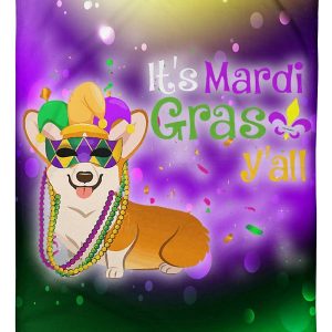 Corgi It’s Mardi Gras Y’all Blanket