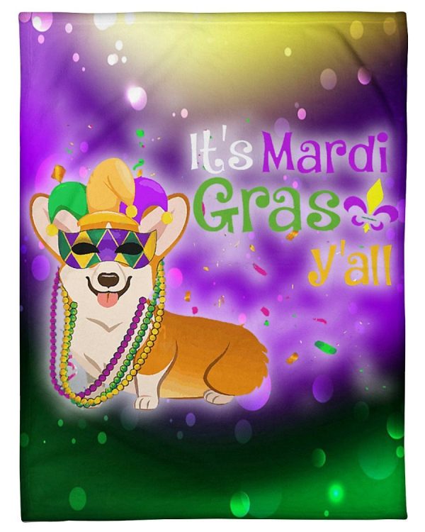 Corgi It’s Mardi Gras Y’all Blanket