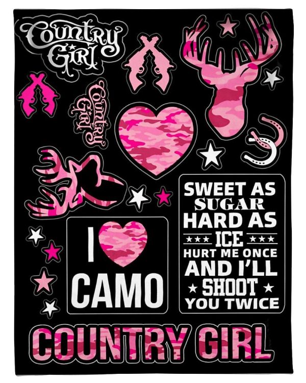 Country Girl I Love Camo Blanket