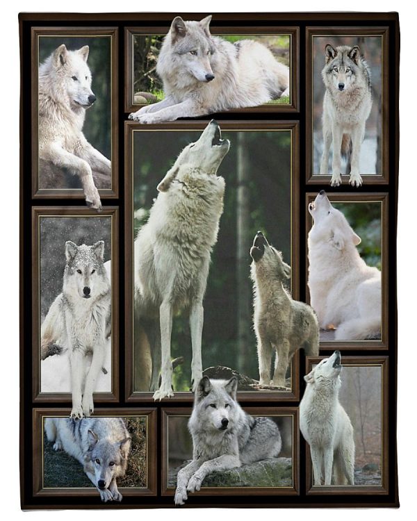 Crazy Wolves White Blanket