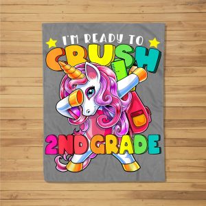 Crush 2Nd Grade Dabbing Unicorn Back To School Girls Gift Fleece Blanket