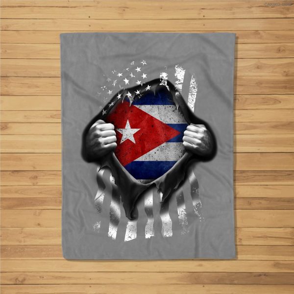 Cuba Usa Flag Cuban American Fleece Blanket