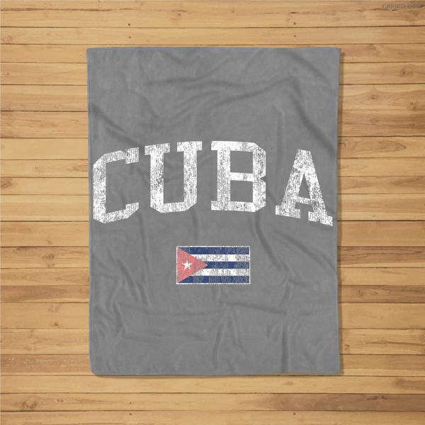 Cuba Vintage Sports Design Cuban Flag Fleece Blanket