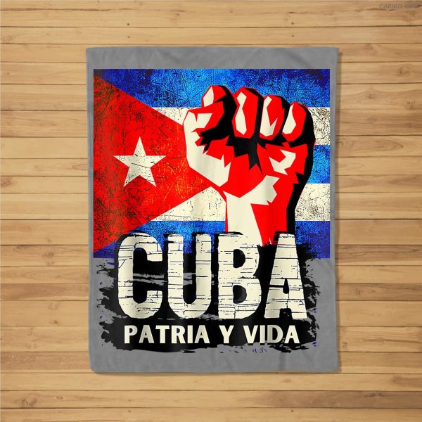 Cuban Protest Fist Flag S.O.S. Cuba Libre #Soscuba Libertad Fleece Blanket