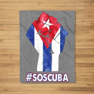 Cuban Protest Fist S.O.S. Cuba Libre Libertad #Soscuba Lucha Fleece Blanket