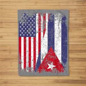 Cuban Roots  Half American Flag  Cuba Flag Fleece Blanket