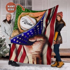 Custom Baseball  Hand Flag Blanket