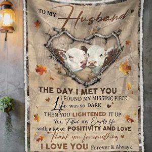 Custom Blanket Personalized Gifts Wedding Anniversary Gifts To My Husband The Day I Met You Hereford Cow Wall Art Decor