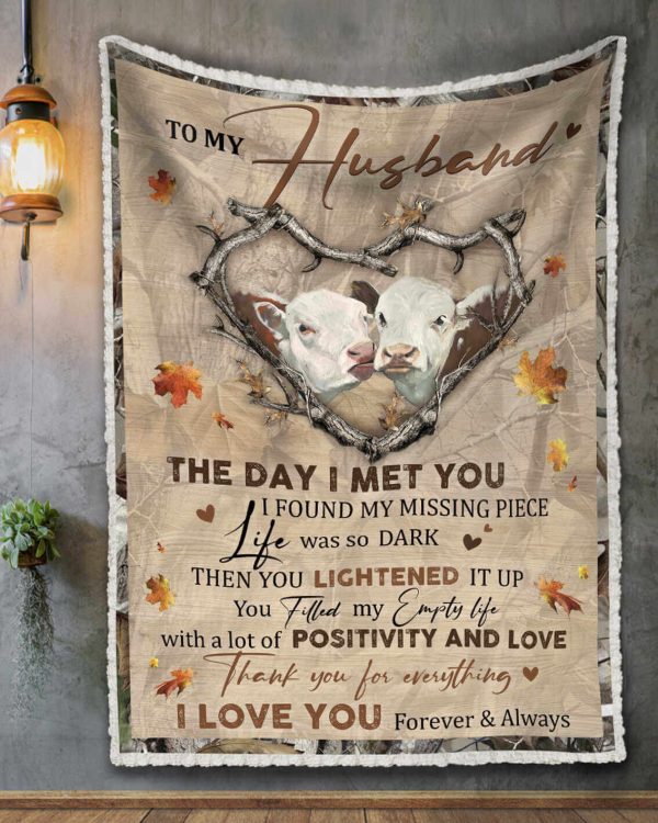 Custom Blanket Personalized Gifts Wedding Anniversary Gifts To My Husband The Day I Met You Hereford Cow Wall Art Decor