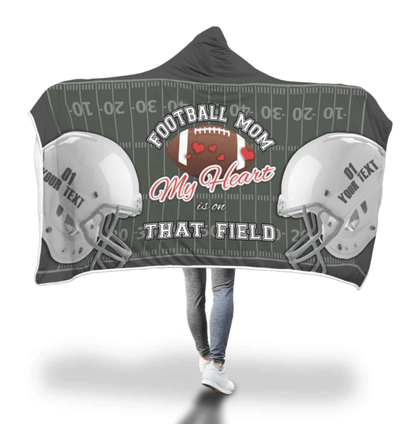 Custom Hooded  Football Mom Blanket