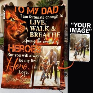 Custom Photo Son To Dad Gifts Fortunate Enough To Live Blanket