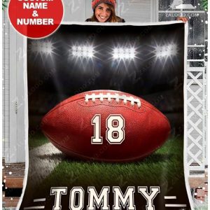 Custom Text Name  Football – Light Blanket