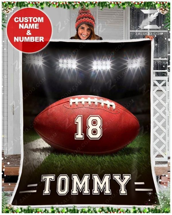 Custom Text Name  Football – Light Blanket