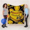 Custom Text Name Number Sofball Blanket